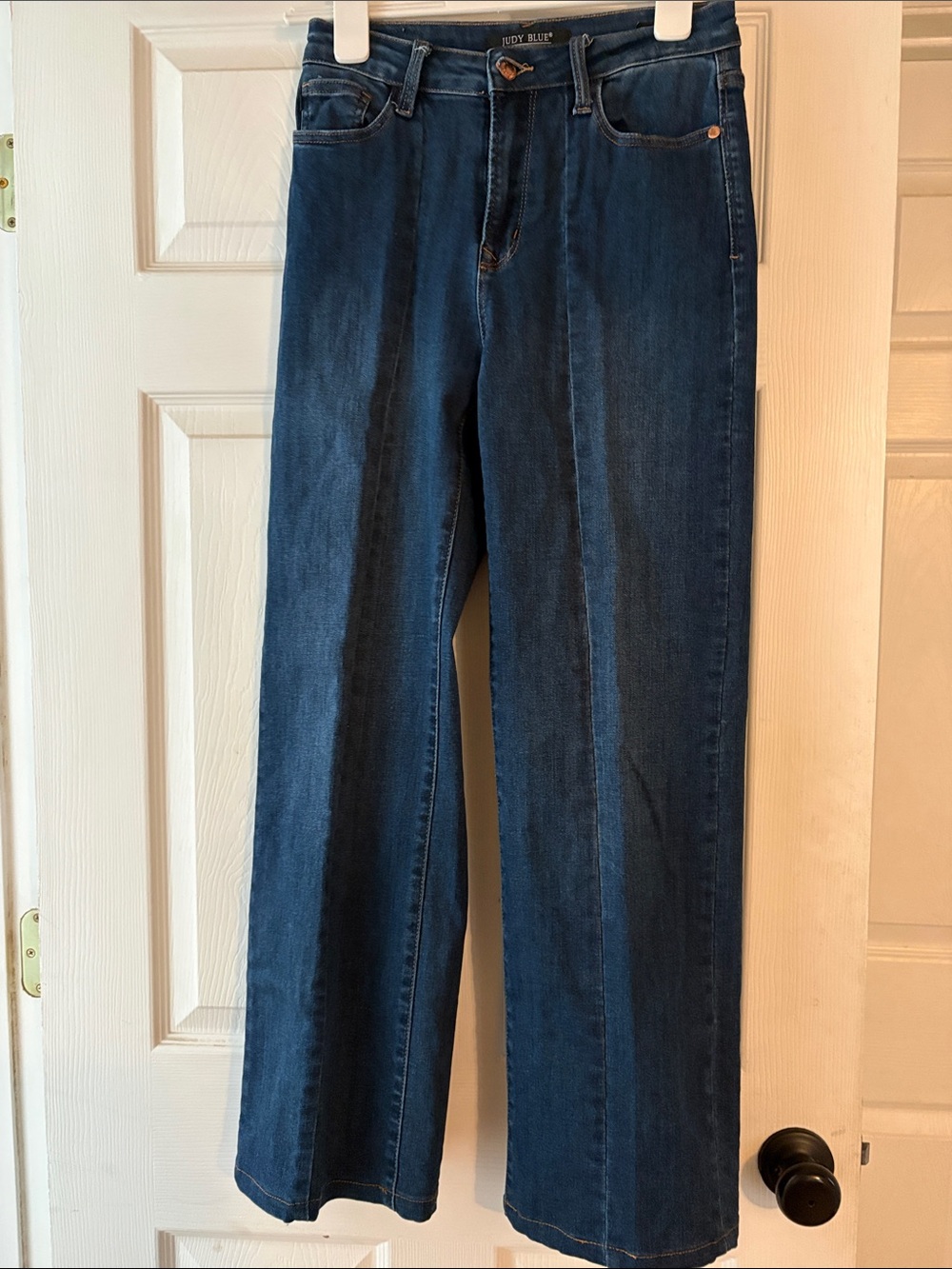 Judy Blue Dark Blue Wide Leg Jeans with Center Crease